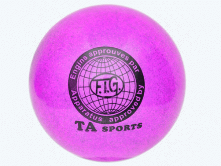 Мяч для художественной гимнастики d-15см Фиолетовый с добавлением глиттера, фото 1