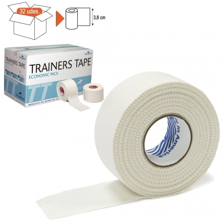 Тейп спортивный Rehab Trainers Tape, арт.TT02, хлопок, полиэстер, 3.8 см x 10 м, уп. 32 шт, белый, фото 1