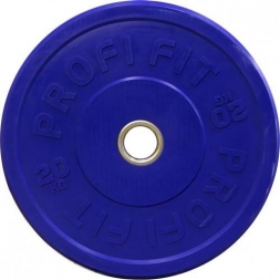 Диск для штанги каучуковый, синий, PROFI-FIT D-51, 20 кг, фото 1