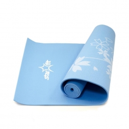 Коврик для йоги FM-102 PVC 173x61x0,6 см, с рисунком, синий, фото 2