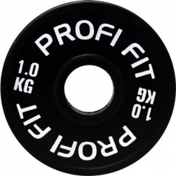 Диск для штанги каучуковый, черный, PROFI-FIT D-51, 1,0 кг, фото 1