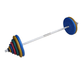 Штанга тренировочная 129,5 кг (цветные диски евро-классик), фото 1