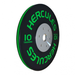 Диск тяжелоатлетический тренировочный «Hercules» NEW, 10 кг. черно-зелёный