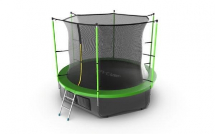 Батут с внутренней сеткой и лестницей, диаметр 10ft (зеленый) + нижняя сеть, фото 4