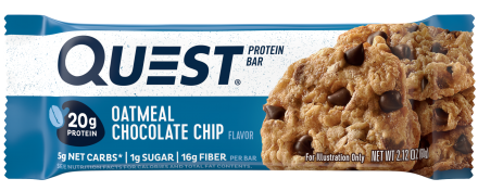 Батончик Quest Nutrition Quest Protein Bar Oatmeal Chocolate Chip (Овсяное печенье с шоколадом), 12 шт, фото 2