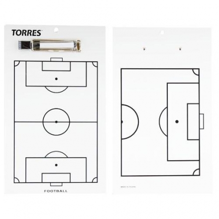 Тактическая доска для футбола &quot;TORRES&quot;, маркерная, с зажимом для листов и маркера, 40х24 см, фото 1