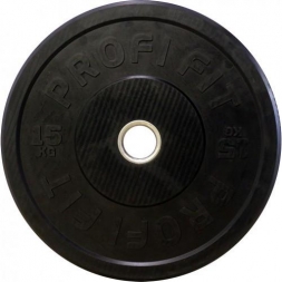 Диск для штанги каучуковый, черный, PROFI-FIT D-51, 15 кг, фото 1