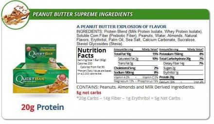 Батончик Quest Nutrition Quest Protein Bar Peanut Butter Supreme (Арахисовое паста), 12 шт, фото 3