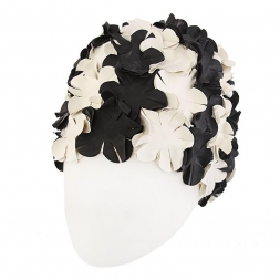 Шапочка для плавания женская &quot;FASHY Petal Cap Flowers&quot;, резина, бело-черный