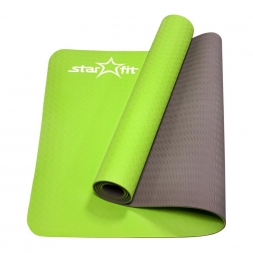 Коврик для йоги FM-201 TPE 173x61x0,4 см, зеленый/серый, фото 1