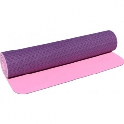Коврик для йоги и фитнеса PROFI-FIT, 6 мм,  ПРОФ (фиолетовый/розовый)