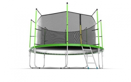 Батут с внутренней сеткой и лестницей, диаметр 12ft (зеленый), фото 2