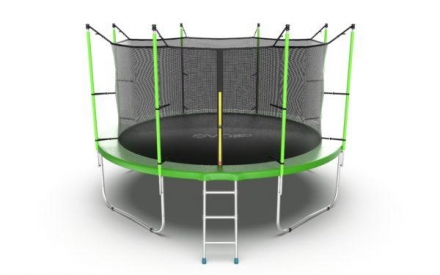 Батут с внутренней сеткой и лестницей, диаметр 12ft (зеленый), фото 4