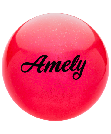 Мяч для художественной гимнастики AGB-102, 19 см, красный, с блестками, фото 1