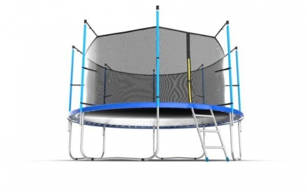 Батут с внутренней сеткой и лестницей, диаметр 12ft (синий), фото 2