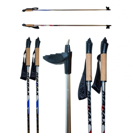 Лыжные палки Marax алюминий, с капканом, ручка пробка, 100-170 см, фото 1