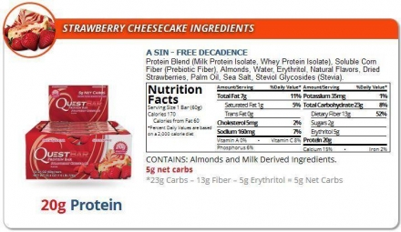 Батончик Quest Nutrition Quest Protein Bar StrawBerry CheeseCake (Клубничный чизкейк), 12 шт, фото 3