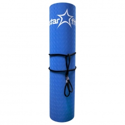 Коврик для йоги FM-201 TPE 173x61x0,5 см, синий/серый, фото 2