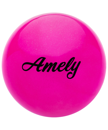 Мяч для художественной гимнастики AGB-102 19 см, розовый, с блестками, фото 1