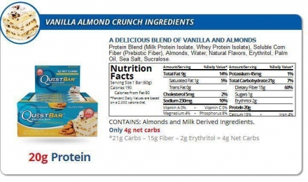Батончик Quest Nutrition Quest Protein Bar Vanilla Almond Crunch (Ваниль-миндаль), 12 шт, фото 3