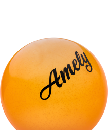 Мяч для художественной гимнастики AGB-102, 19 см, оранжевый, с блестками, фото 2
