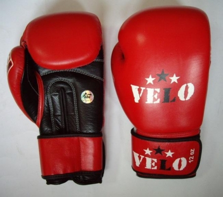 Перчатки бокс VELO (кожа) 10 oz красные AIBA, фото 1