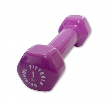 Гантель в виниловой оболочке 1 кг (Цвет - ярко пурпурный), фото 4