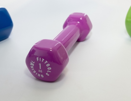 Гантель в виниловой оболочке 1 кг (Цвет - ярко пурпурный), фото 5