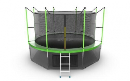 Батут с внутренней сеткой и лестницей, диаметр 12ft (зеленый) + нижняя сеть, фото 1