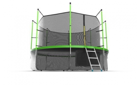 Батут с внутренней сеткой и лестницей, диаметр 12ft (зеленый) + нижняя сеть, фото 2