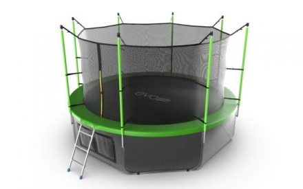 Батут с внутренней сеткой и лестницей, диаметр 12ft (зеленый) + нижняя сеть, фото 4