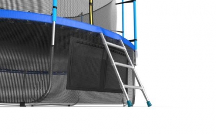 Батут с внутренней сеткой и лестницей, диаметр 12ft (синий) + нижняя сеть, фото 6
