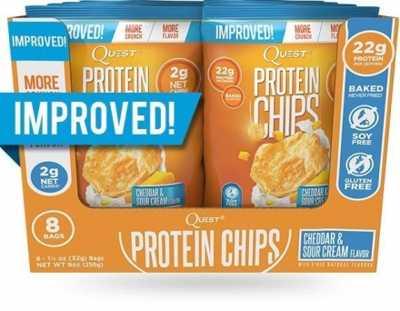 Протеиновые чипсы Quest Protein Chips Cheddar &amp; Sour Cream, 8 шт., фото 1