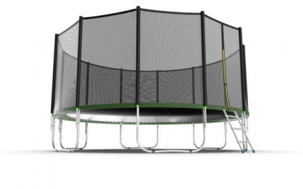 Батут с внешней сеткой и лестницей, диаметр 16ft (зеленый), фото 3