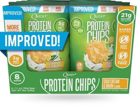 Протеиновые чипсы Quest Protein Chips Sour Cream &amp; Onion, 8 шт, фото 1