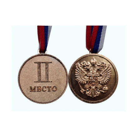 Медаль 2 место Диаметр 4,5 см, длина ленты 38 см, фото 1