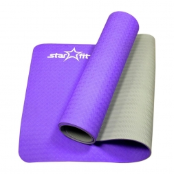 Коврик для йоги FM-201 TPE 173x61x0,6 см, фиолетовый/серый, фото 1
