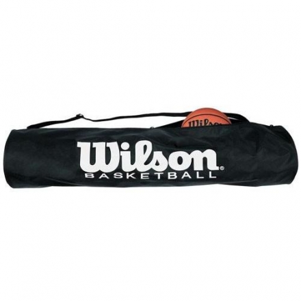 Сумка на 5 мячей Wilson Tube Bag, арт.WTB1810, на 5 баскет. мячей, лого Wilson, нейлон,ПЭ,  черный, фото 1