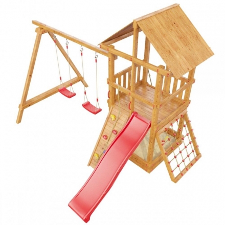 Детская деревянная игровая площадка Сибирика с сеткой, цвет Savanna , фото 3