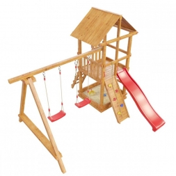 Детская деревянная игровая площадка Сибирика с сеткой, цвет Savanna , фото 1