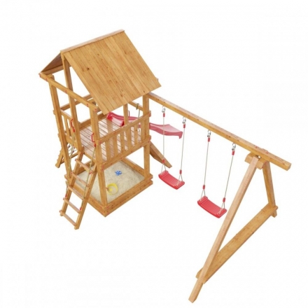 Детская деревянная игровая площадка Сибирика с сеткой, цвет Savanna , фото 5