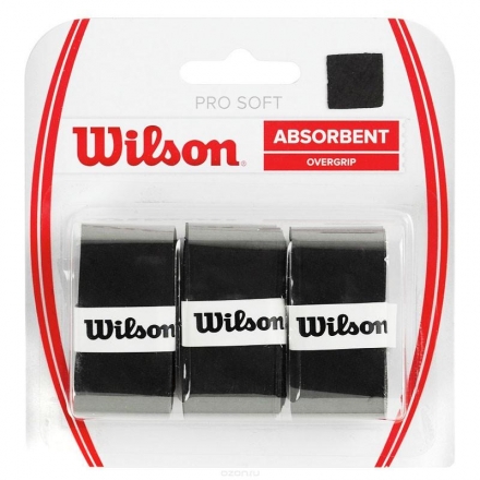 Овергрип Wilson Pro Soft Overgrip, толщина 0,5 мм, размер 2,5см*120см. Черный, фото 1