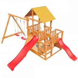Детская деревянная игровая площадка Сибирика с двумя горками, цвет Savanna, фото 1