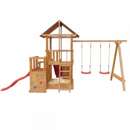 Детская деревянная игровая площадка Сибирика с двумя горками, цвет Savanna, фото 4