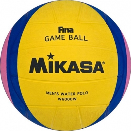 Мяч для водного поло &quot;MIKASA W6000W&quot; р.5,муж., FINA Approved, резина, вес 400-450гр, желт-сине-роз, фото 1