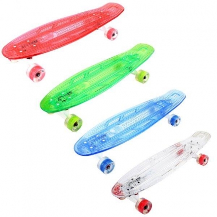 Скейтборд прозрачный Playshion 27″ FS-LS002 со светящимися колесами и декой, фото 1