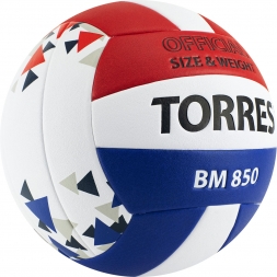 Мяч вол. &quot;TORRES BM850&quot; арт.V32025, р.5, синт. кожа (ПУ), клееный, бут. кам., бел-син-крас, фото 2