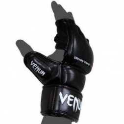 Перчатки ММА Venum Impact MMA Gloves - Skintex Leather Black, фото 2