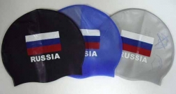 Шапочка для плавания силиконовая Россия