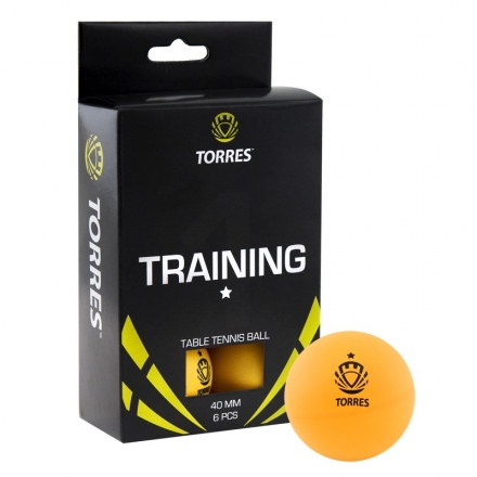 Мяч для наст. тенниса TORRES  Training 1*, арт. TT0015, диам. 40+ мм, упак. 6 шт, оранж, фото 1